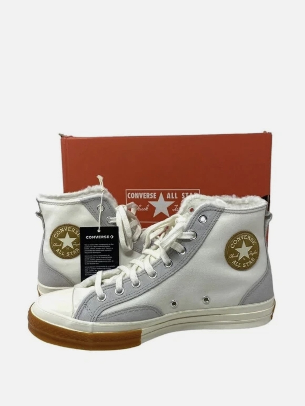 Converse High-Top Sneakers in White, Light Gray and Gum - Picture 4 of 6